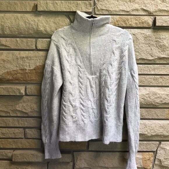 JCREW Cable-knit half-zip sweater Supersoft yarn Cream Wool Alpaca Small BD032 - Picture 3 of 14